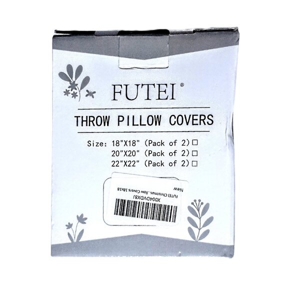 FUTEI Holiday Red Faux Fur w/Silver Snowflakes & Stars Pillow Covers 18" Set 2 - Picture 9 of 10